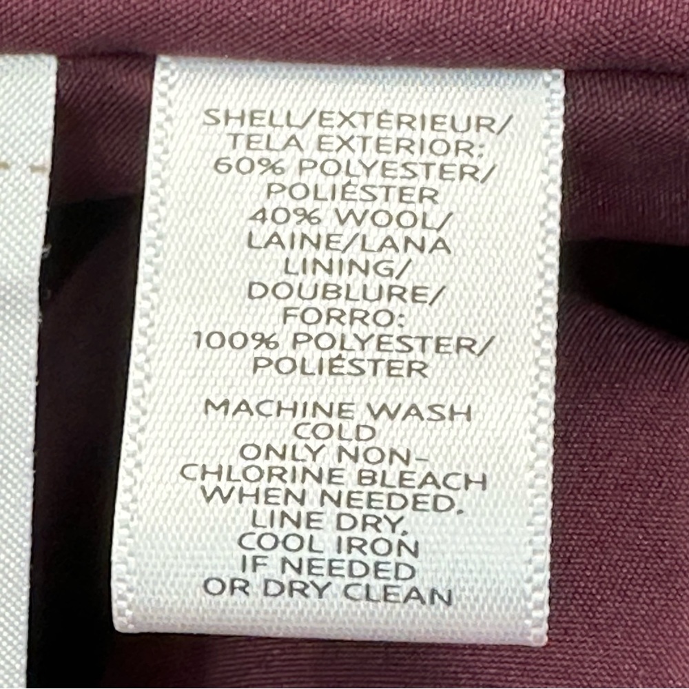 LOFT Poly Wool Short Skort Lined Back Zip Sz 14 Pink with Black Zip Pock… - Picture 5 of 8